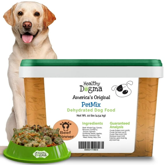 Healthy Dogma - Beef Dinner PetMix | Dehydrated Dog Food, Grain Free, Clean Ingredient Food, No Preservatives, 10lb (Bucket)