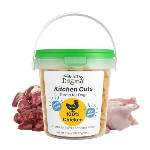 Healthy Dogma Chicken Kitchen Cuts Dog Treats Freeze-Dried, Grain-Free, Single-Protein Raw Dog Snacks for Training & Sensitive Stomachs, 2.5 oz