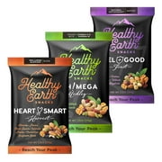 Healthy Earth Snacks 3 Flavors Variety Pack, 24 Count | Mixed Nuts & Dried Fruits Gourmet Snacks, Gluten-Free | 5 Packets Per Flavor: Heart Smart Harvest, Feel Good Feast, & Oh! Mega Medley (816g)