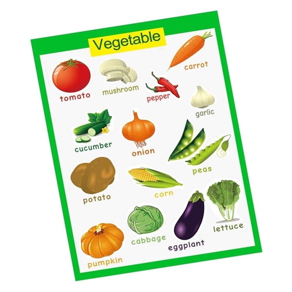 Educational Vegetables Poster for Kids - Veggie Learning Chart for Preschool and Kindergarten Classroom or Homeschool Wall Decor