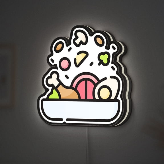 Healthy Food 3D Novelty Light Box, Clean Eating Wall Art, Organic Kitchen Light Ideal for Wellness Spaces (Width 8 inch, 20cm)