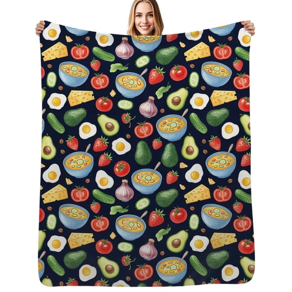 Healthy Food Pattern Design Soft Blanket Travel Bedding Throws Flannel Bedspread Sofa Bed Cover