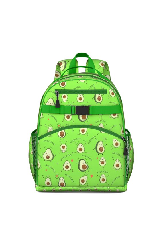 Healthy Green Avocado Pattern School Backpack - Lightweight Durable Bookbag with Padded Straps for Heavy Loads