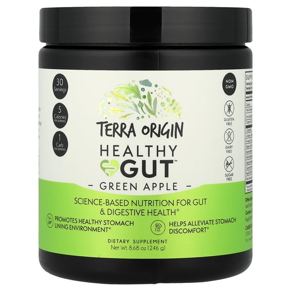 Healthy Gut Green Apple | 30-Servings with L-Glutamine, Zinc, Glucosamine, Slippery Elm Bark, Marshmallow Root and More!