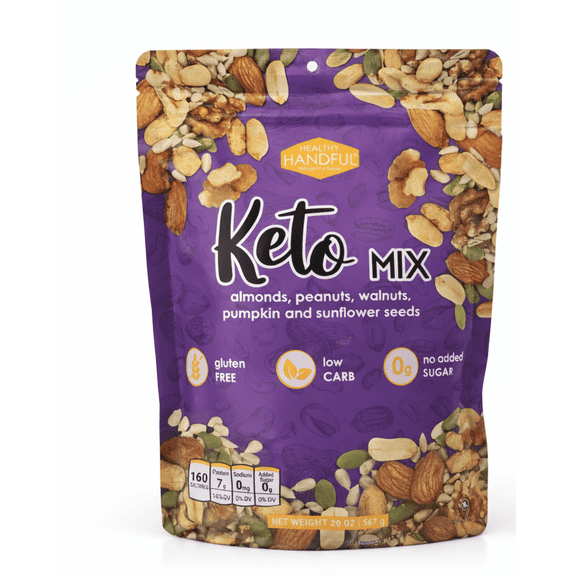 Healthy Handful Keto Nut & Seed Mix, Low Carb, No Added Sugar, Gluten Free Snack, 20 oz Resealable Bag