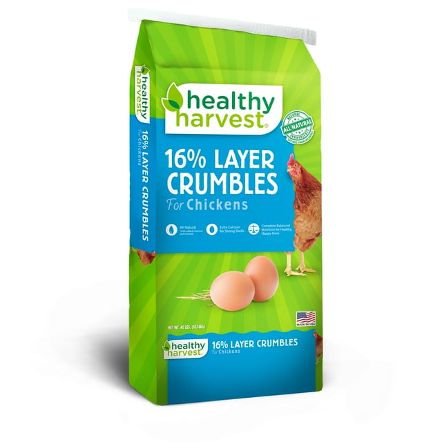 Healthy Harvest 16 Layer Crumbles Feed for Egg Laying Chickens, 40 lb
