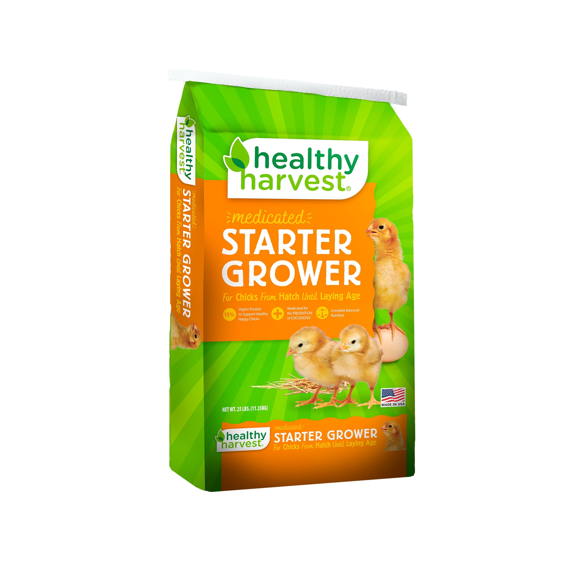 Healthy Harvest 18 Medicated StarterGrower Crumbles Poultry Feed for