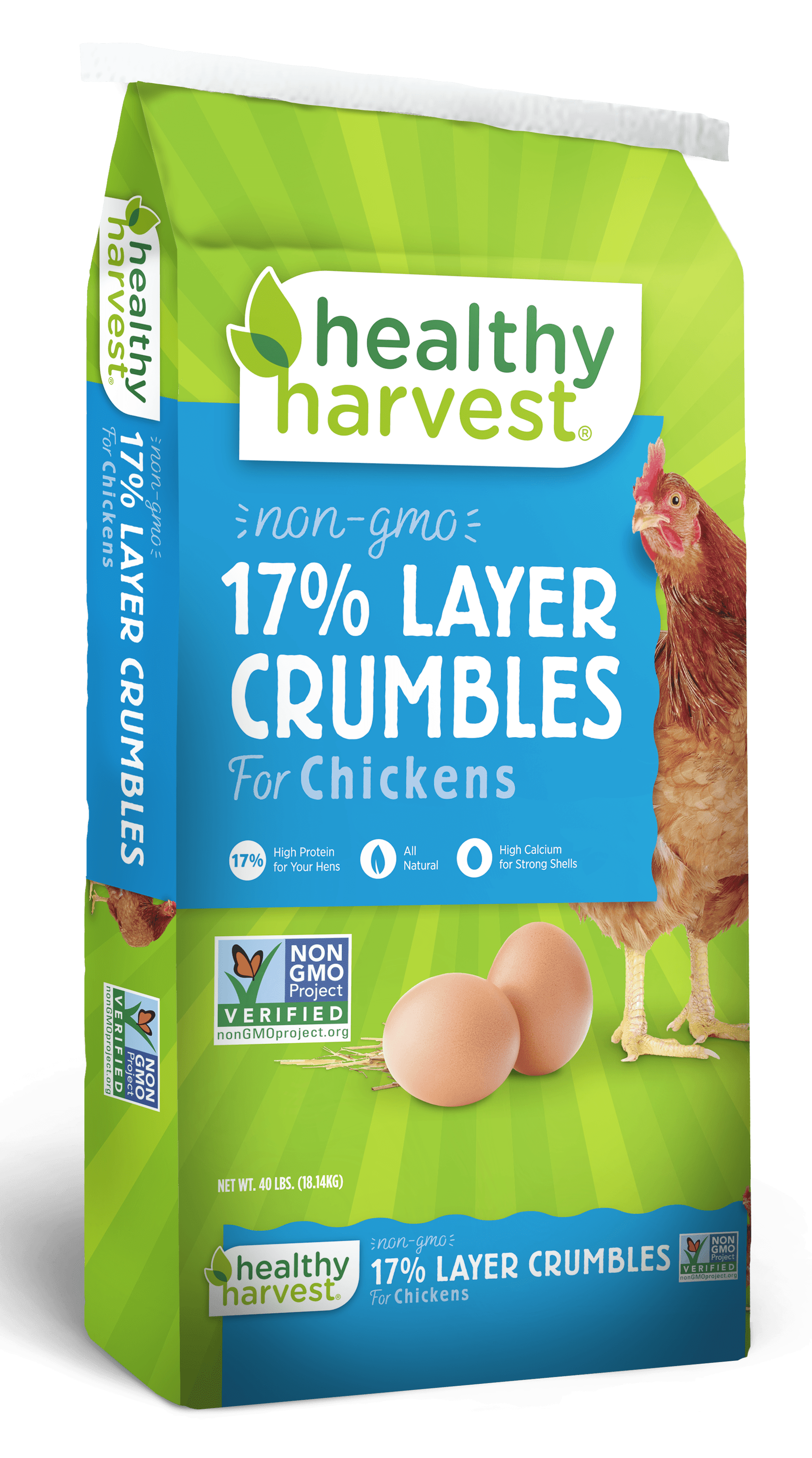 Healthy Harvest NonGMO Chicken Feed Crumbles for Egg Laying Hens, 40