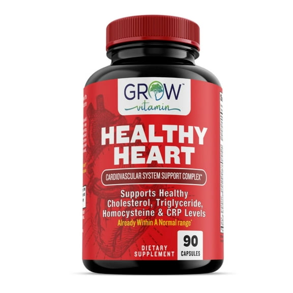 Grow Vitamin Heart Support Supplement, Promotes Cardiovascular Health, Blood Pressure, Cholesterol, Natural Artery Cleanse