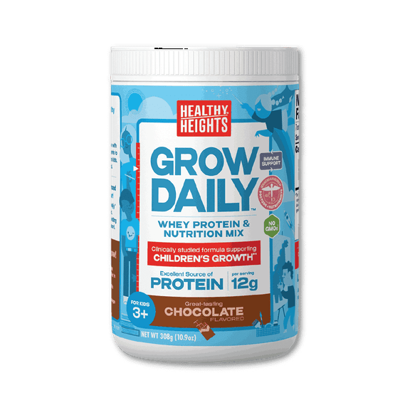 Healthy Heights Kids Protein Shake Mix, Hypoallergenic, Chocolate, 10.9oz Canister