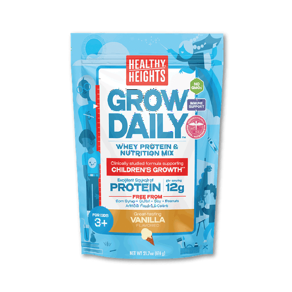 Healthy Heights Grow Daily, Whey Protein & Nutrition Mix, for Kids 3+, Vanilla, 21.7 oz (616 G)