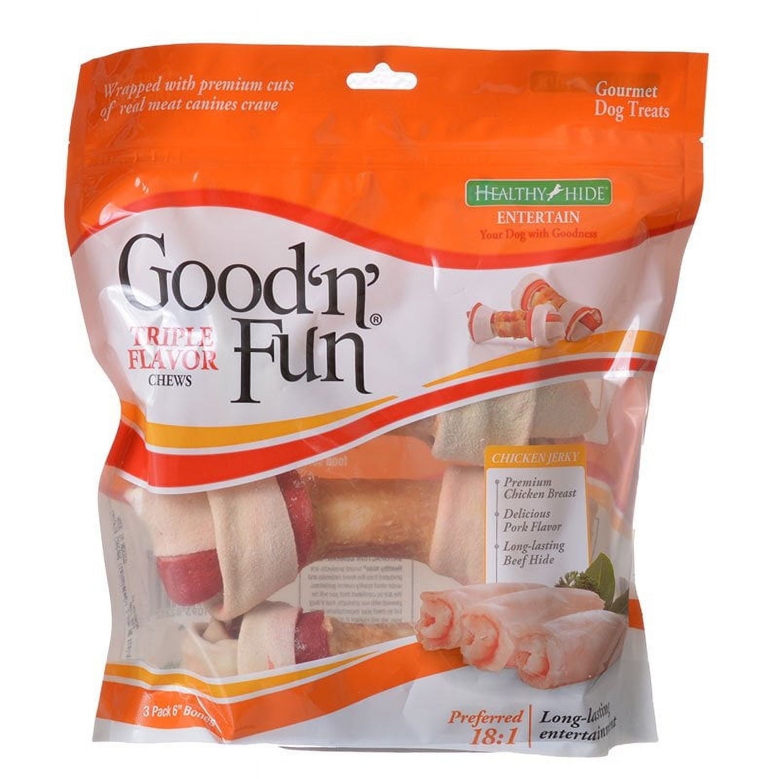 Healthy Hide Good'n' Fun Triple Flavor Chews Beef, Pork and Chicken