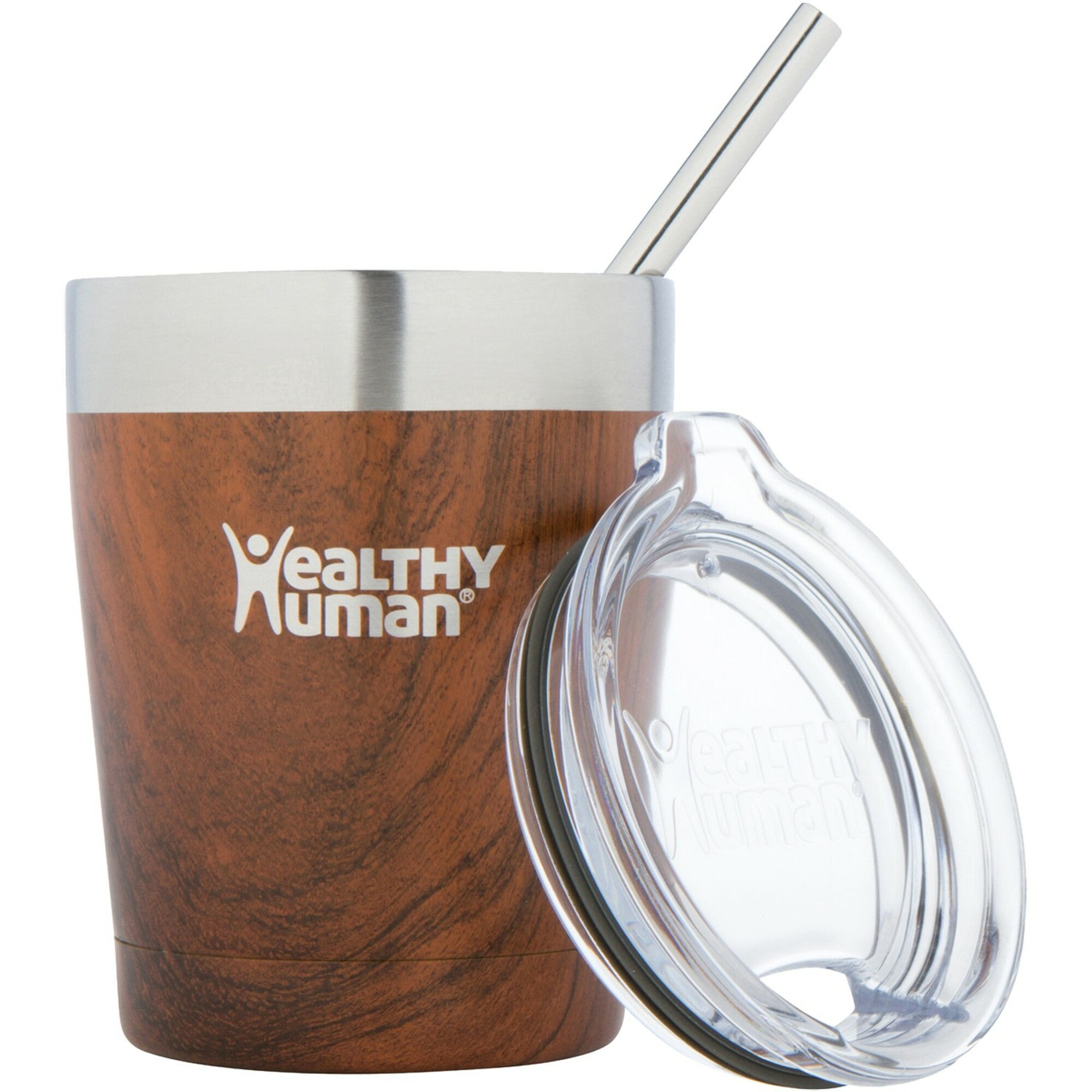 Healthy Human Stainless Steel Tumbler with Straw | Splash Proof Insulated Travel Cruiser Cup | Eco-Friendly Coffee Tumblers with Straws Cleaner & Splash Proof Lid (12oz, Harvest Maple)