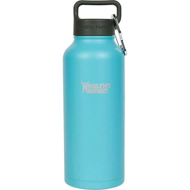 Healthy Human Double Walled Insulated Stainless Steel Water Bottle Thermos with Carabiner - Glacier - 32 oz