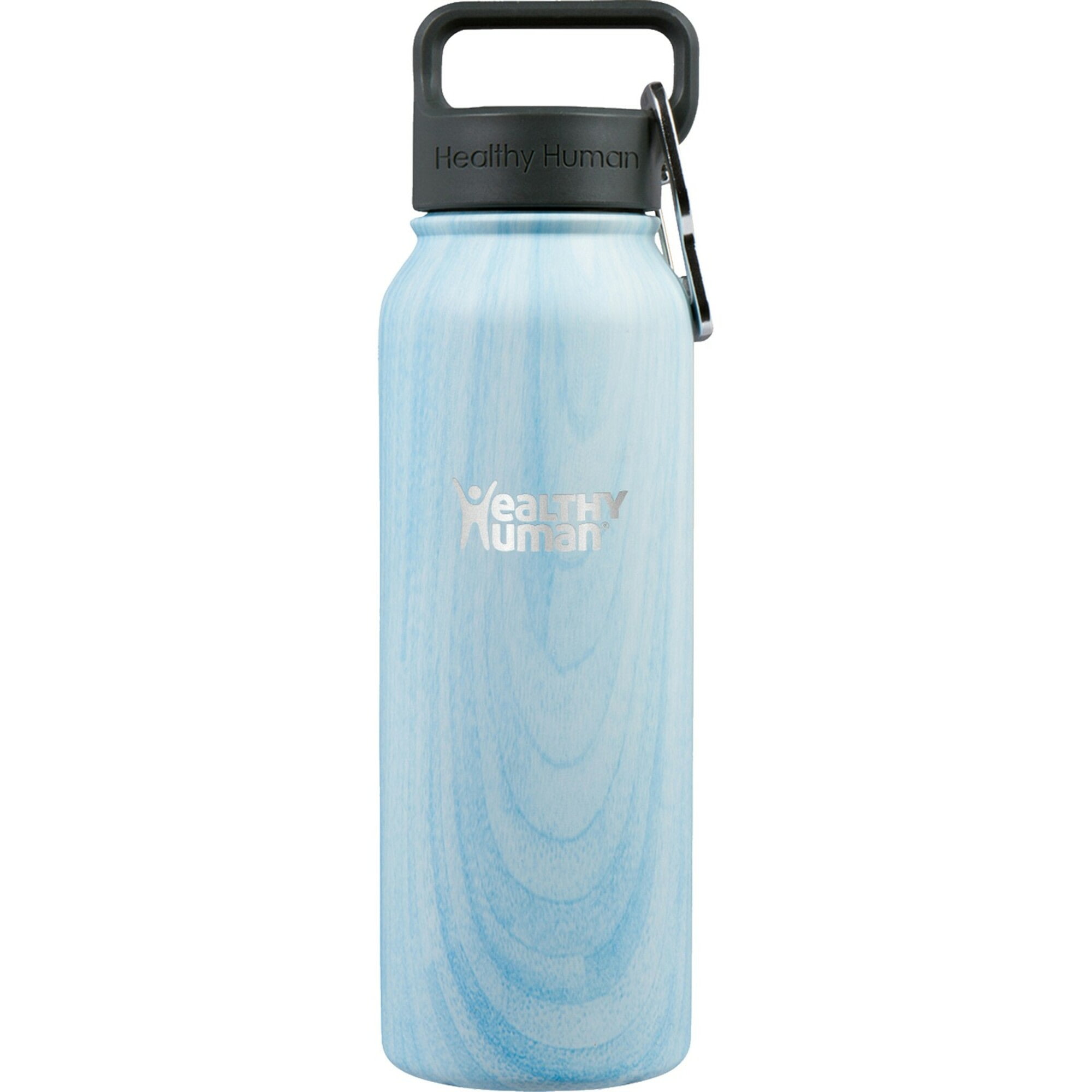 Healthy Human Stainless Steel Water Bottle | Double Walled Vacuum Insulated Water Thermos for Adults | Eco-Friendly Travel Bottles with Leak Proof Lid (Blue Wood, 21 oz/ 621 ML)