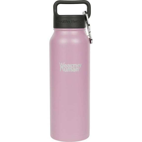 Healthy Human Stainless Steel Water Bottle | Double Walled Vacuum Insulated Water Thermos for Adults | Eco-Friendly Travel Bottles with Leak Proof Lid (Petal Pink, 21 oz/ 621 ML)