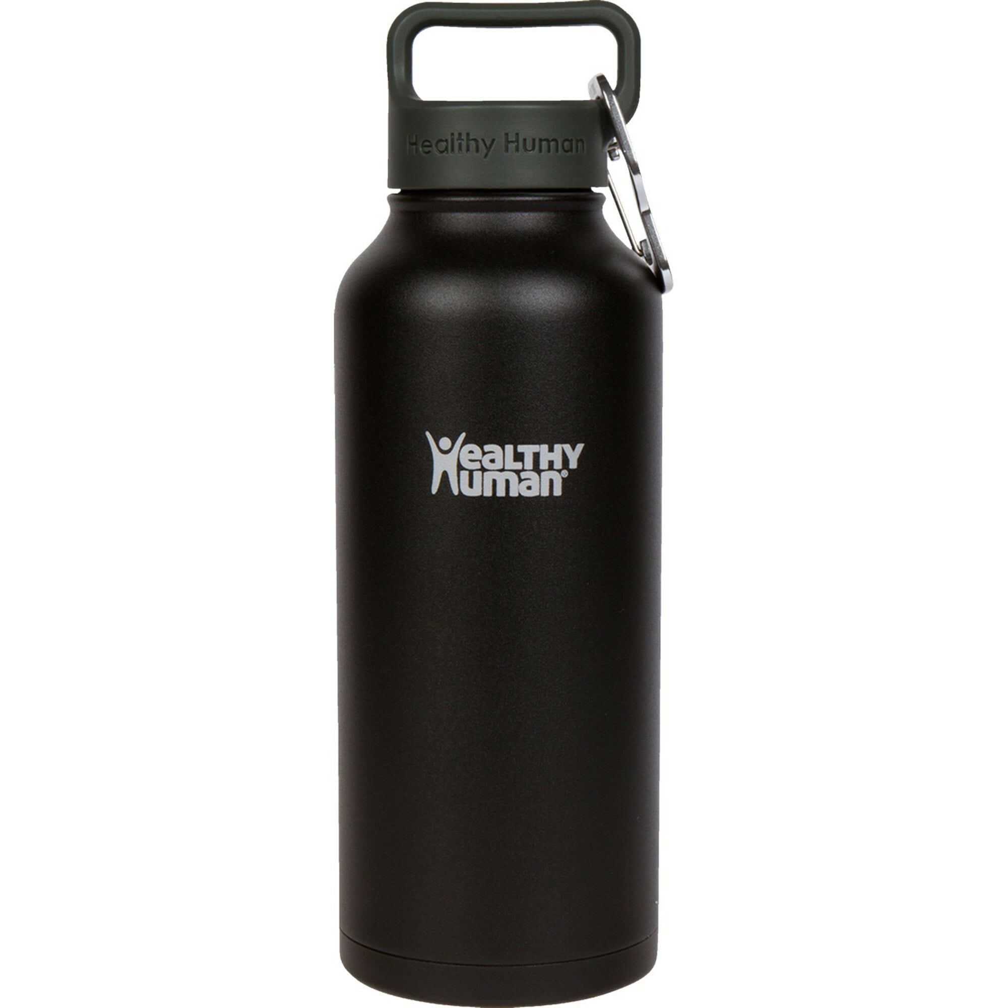 Healthy Human Stainless Steel Water Bottle | Double Walled Vacuum Insulated Water Thermos for Adults | Eco-Friendly Travel Bottles with Leak Proof Lid (Pure Black, 32 oz/ 946 ML)