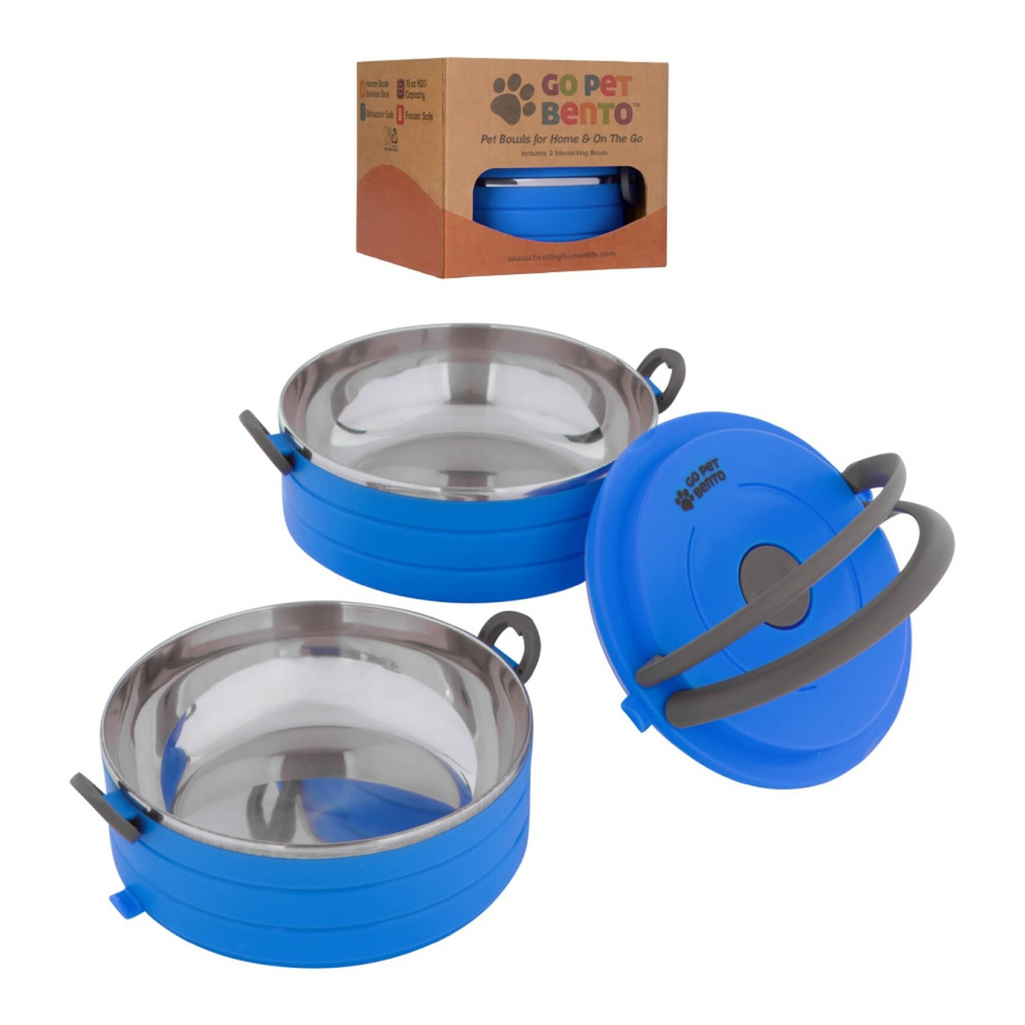 KindTail Sky Blue Portable Food Storage Dog Bowl, 3.75 Cups