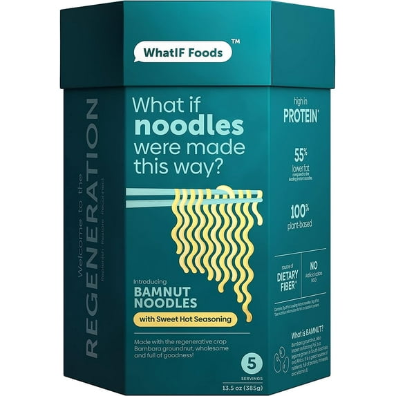 Healthy Instant Bamnut Noodles With Sweet Hot Flavor - 17g Protein, Vegan, Air-Fried by WhatIF Foods