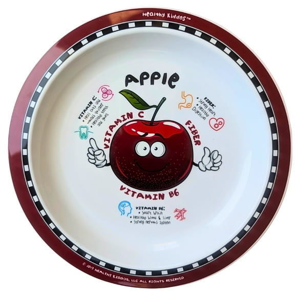 Healthy Kiddos Children’s Nonslip Fruit and Veggie Plates-Apple