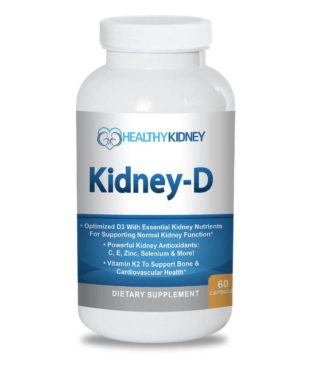 Healthy Kidney Kidney-D Kidney Supplement, Vitamin D3 for Kidney Support, 60 capsules