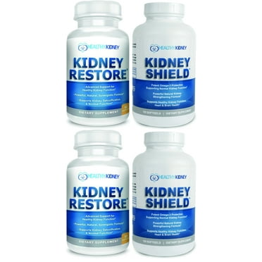 Healthy Kidney Kidney Shield + Kidney Restore Double Bundle: 4 Bottles (2 Kidney Shield + 2 Kidney Restore)