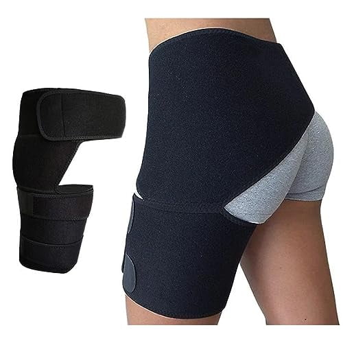 Healthy Lab Co Sciatica Brace, Ortho-Wrap Hip Brace Original Quality, Hip Brace for Sciatica Pain Relief, Groin Thigh Sleeve Hip Support Wrap, Wrap Hip Brace for Men Women (Black) One Size One Size