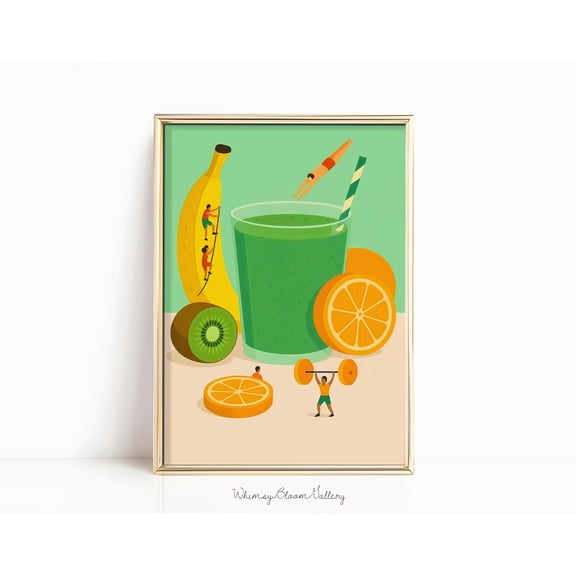 Healthy Life Style Print, Motivational Fitness Gift, Veggie Wellness Poster, Food Workout Kitchen Decor, Home Gym Wall Art, Vegan Fruit Art, Poster Only