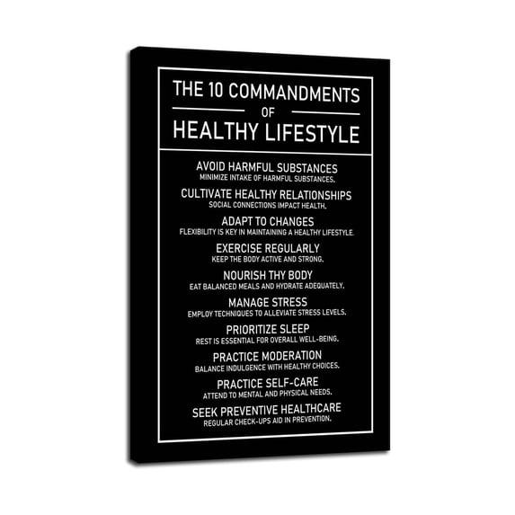 Healthy Lifestyle Rules Motivational Poster, 10 Commandments for Well ...