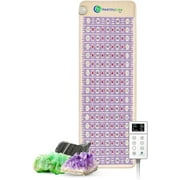 Healthyline Advanced PEMF Infrared Heating Pad - Amethyst, Tourmaline and Jade Gemstones - Heated Mat with LED Red Lights, Negative Ions - 72 x 24 inches