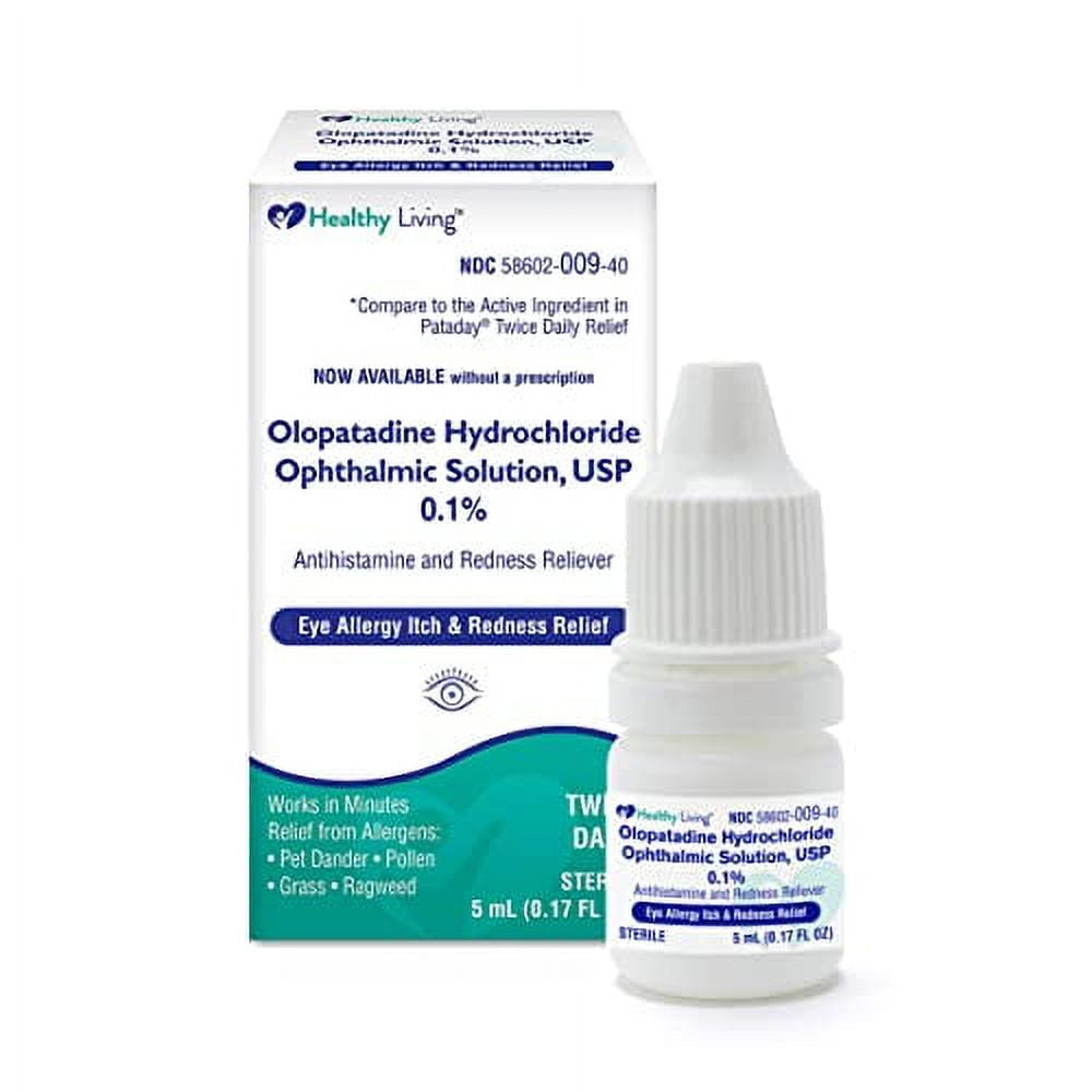 Healthy Living Antihistamine Twice Daily Eye Drops for Allergy, Itch