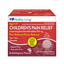 Healthy Living Children's Pain Reliever & Fever Reducer Acetaminophen Chewable Tablets, Bubblegum, 48 Count