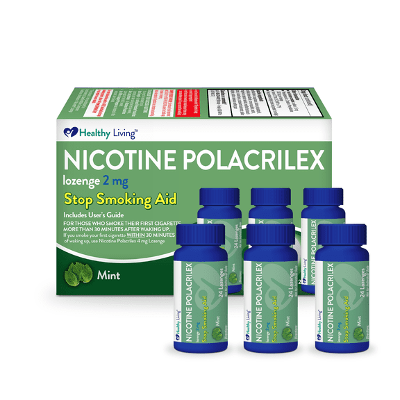 Healthy Living Nicotine Polacrilex Lozenge Stop Smoking Aid, 2 mg Mint Flavor, 144 Count