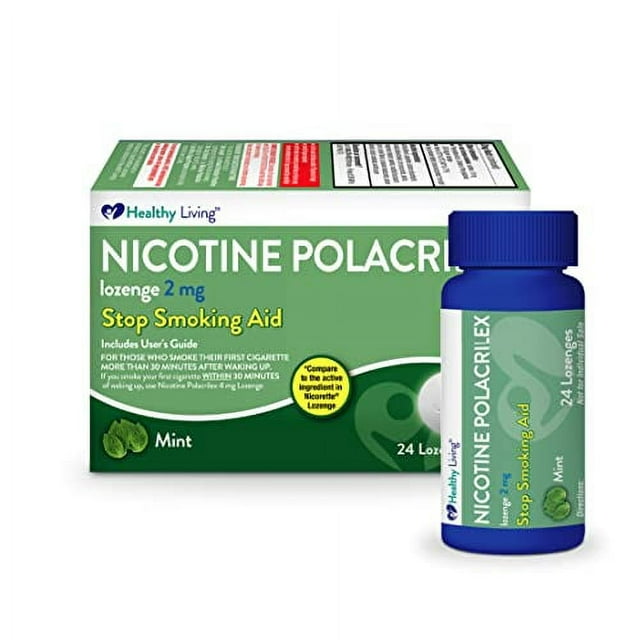 Healthy Living Nicotine Polacrilex Lozenge Stop Smoking Aid, 2 mg Mint Flavor, 24 Count