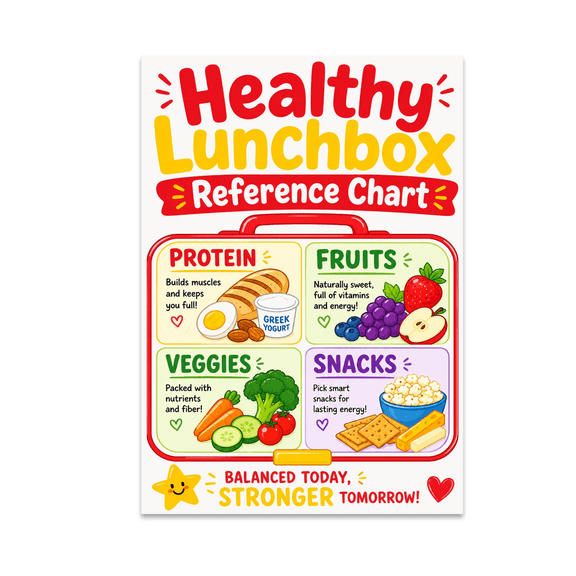 Healthy Lunchbox Reference Chart - Meal Prep Enthusiast - 13x19 Poster Print