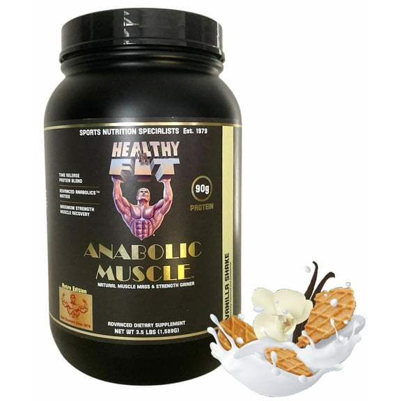 Healthy N Fit - Anabolic Muscle Vanilla, 3.5 lb, Sustained Release Protein Complex and Muscle Gainer