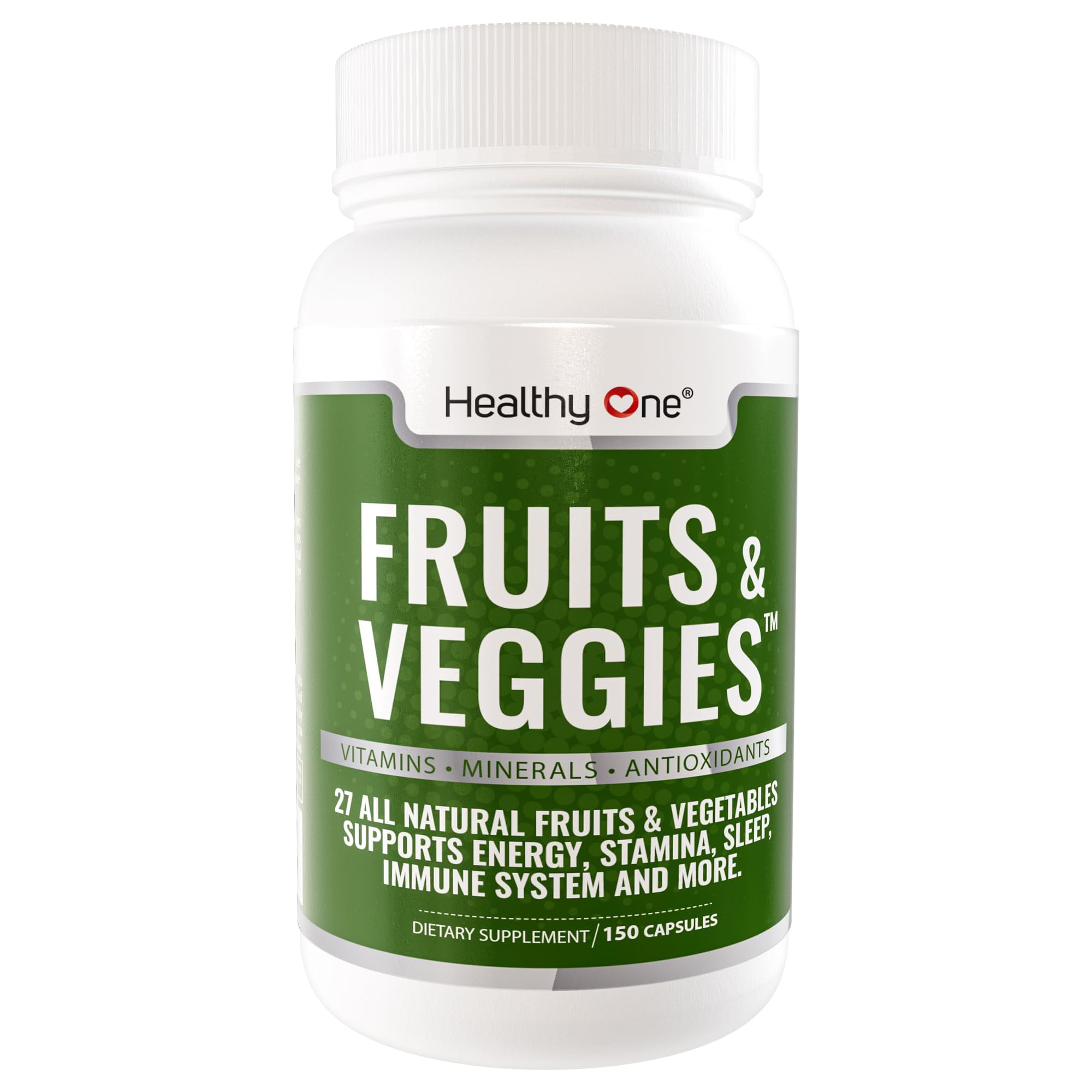 Healthy One Fruits and Veggies Supplement 27 Superfood Fruit and Veggie Vitamins, 150 Capsules