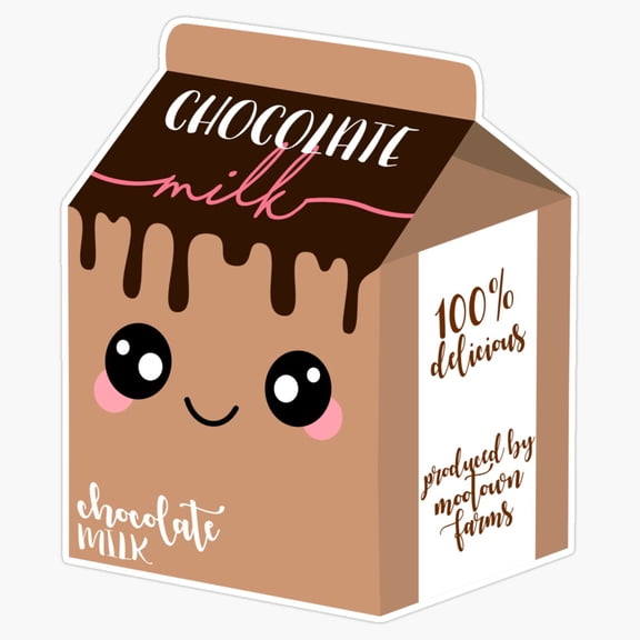Healthy Organic Chocolate Milk Dairy Beverage Carton School Snack Decal For Kids Lunchbox Sticker