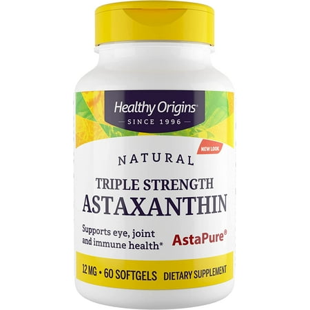 Healthy Origins Astaxanthin Triple Strength Softgels, 12 Mg, 60 Ct