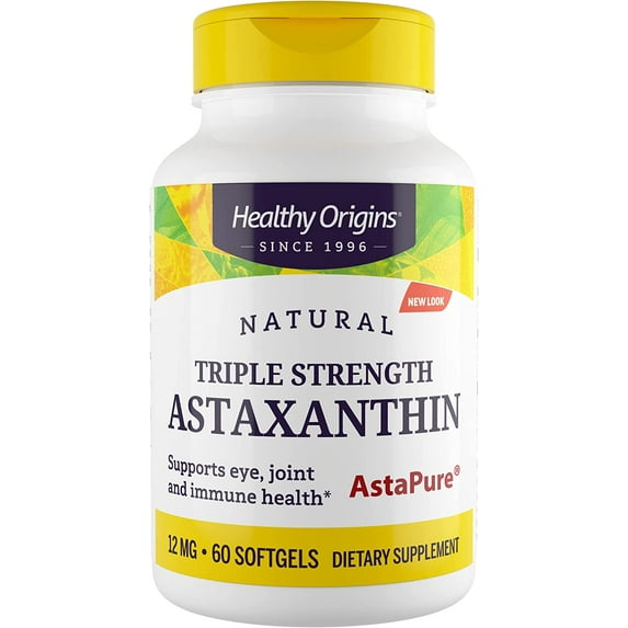 Healthy Origins Astaxanthin Triple Strength Softgels, 12 Mg, 60 Ct