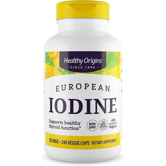 Healthy Origins European Iodine 150 mcg (Non-GMO, Vegan, Gluten Free, Thyroid Support ), 240 Veggie Caps
