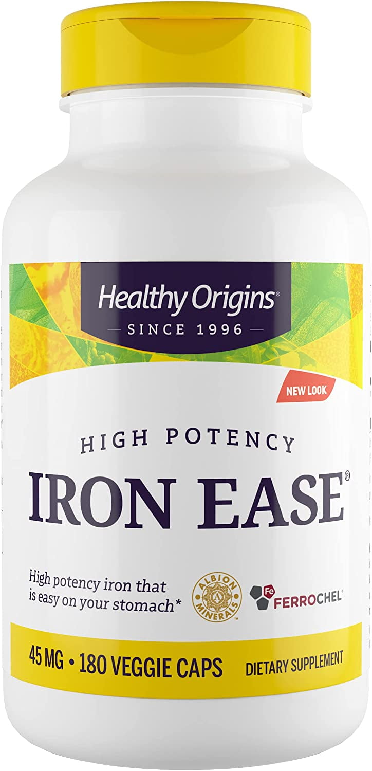 Healthy Origins Iron Ease 45 mg (Featuring Albion Ferrochel, NonGMO