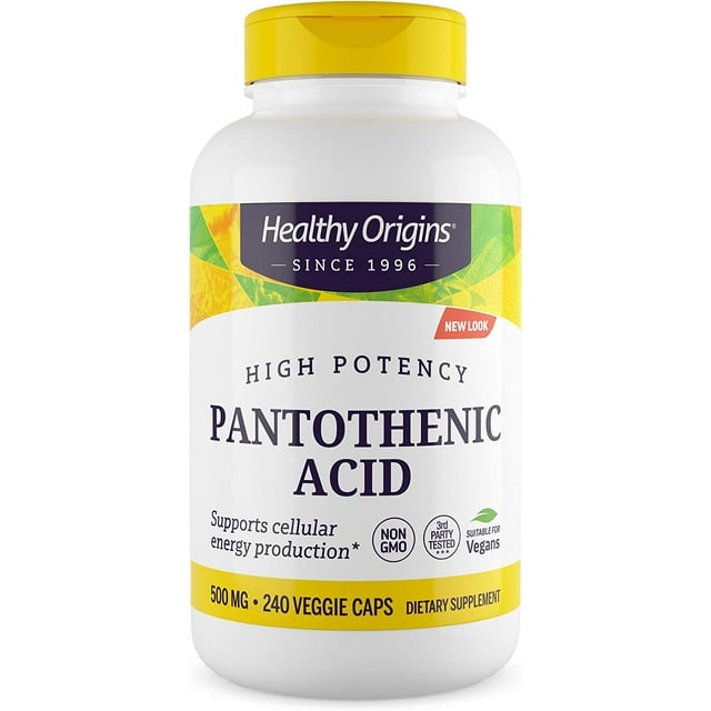 Healthy Origins Pantothenic Acid 500 mg (Vitamin B5, Vegan, NonGMO