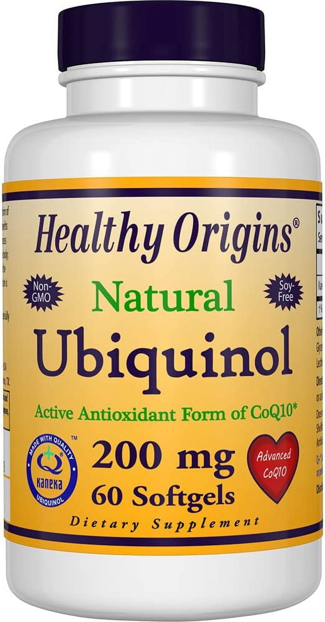 Healthy Origins Ubiquinol 200 mg (Kaneka QH, Non-GMO, Gluten Free, Heart Support, Energy Support), 60 Softgels
