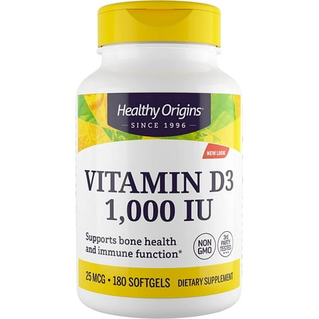 Healthy Origins Vitamin D3 1,000 IU, 180 Softgels