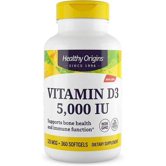 Healthy Origins Vitamin D3 5000 Iu Softgels, 360 Ct