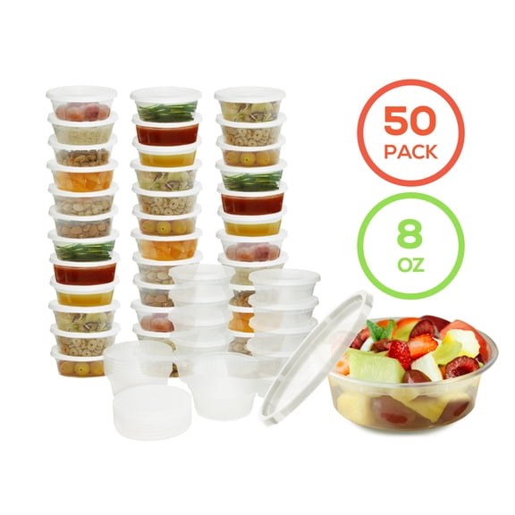 Healthy Packers Clear Plastic Leakproof Soup Food Storage Container (50 Count)