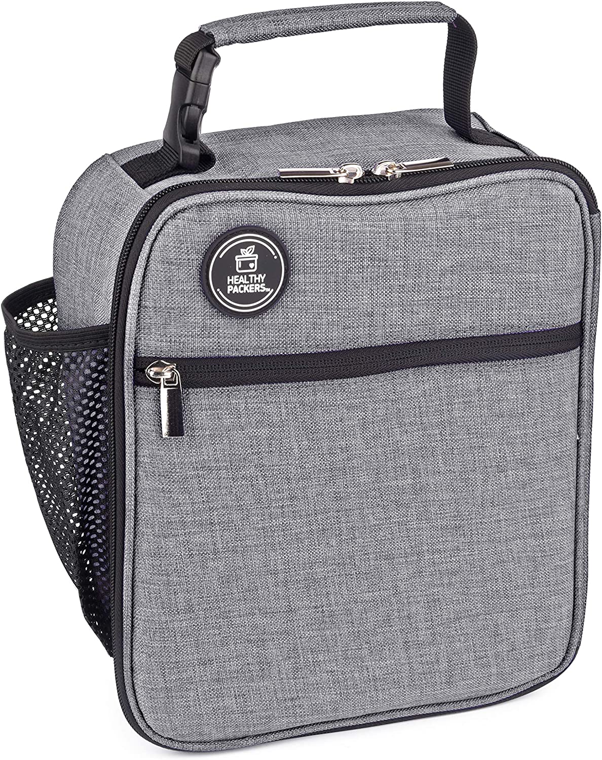 Healthy Packers Insulated Lunch Bag With Water Bottle Holder Gray 