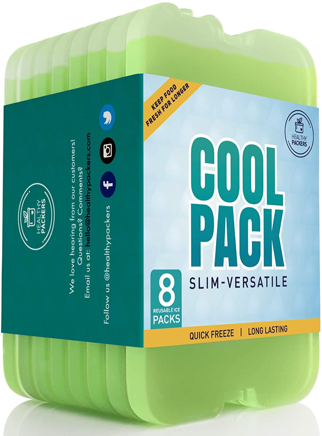 Healthy Packers Cool Pack, Slim Ice Pack for Lunch Box - Quick Freeze and  Long-Lasting - Freezer Cold Packs for Cooler Bag and Lunch Boxes - Original  Long-Lasting Formula (10 pack) 