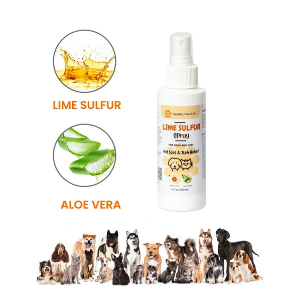 Healthy Paw Life - Lime Sulfur Spray - Pet Care for Dry and Itchy Skin - Spotcare and Safe Solution for Dog, Cat, Puppy, Kitten, Horse